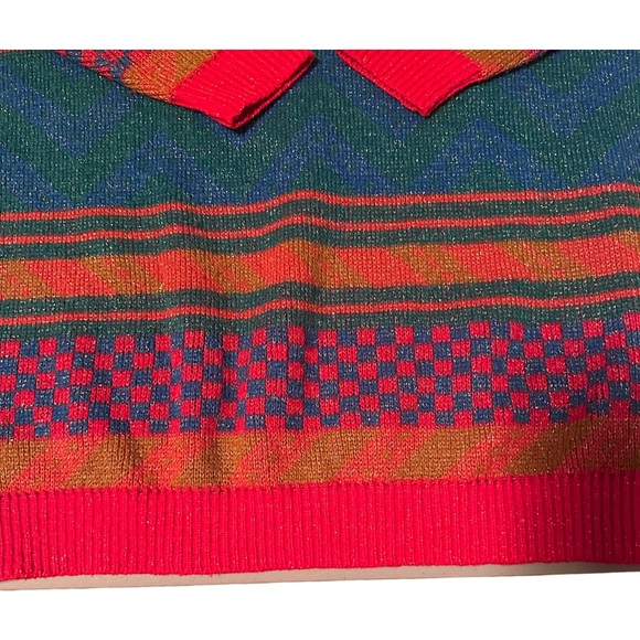 Vintage 1980's Italian Mohair Wool Bright Colored Geometric Long Sleeve Sweater - Picture 11 of 15